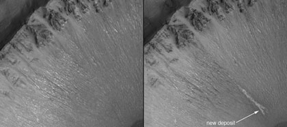 Coulées de boue sur Mars.