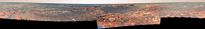 Panorama avec le cratère Beagle sur Mars.