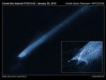 Collision d'astéroïdes par le télescope spatial Hubble.