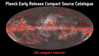 Sources compactes par le satellite Planck. (ESA).